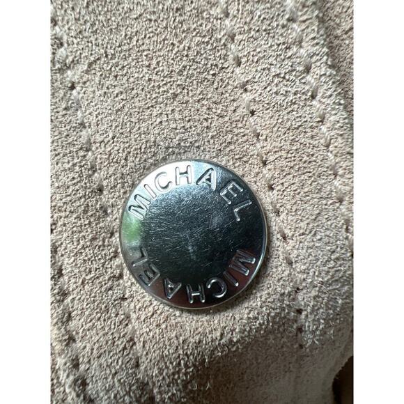 Michael Kors Genuine Tan Suede Leather Skirt Snaps & Zip /Belted Size 8 EUC - Picture 9 of 11